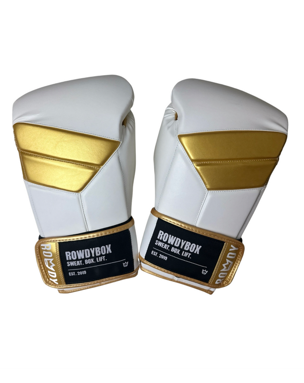 Rowdy Double Strap Gloves - Gold and White
